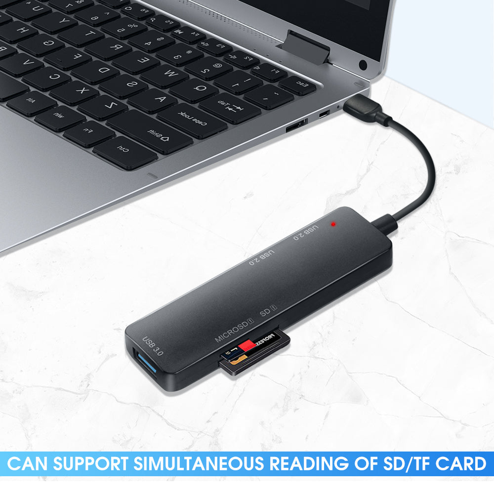 5-in-1 USB 3.0 Extension Hub w/ Memory Card Reader Adapter